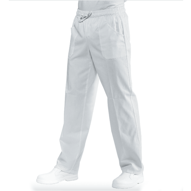 Pantalon de cuisine blanc élastique - Polycoton- ISACCO